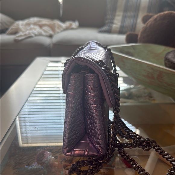 Kurt Geiger Purple Croc-Embossed Crossbody Bag - Picture 3 of 5